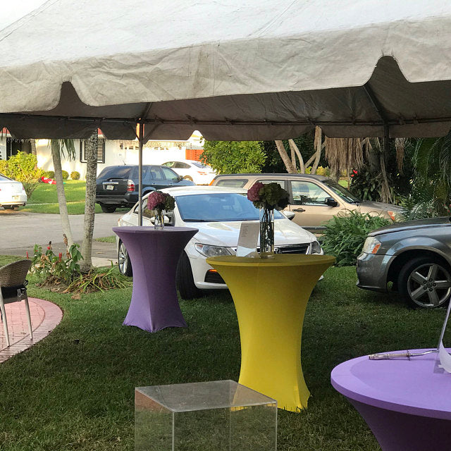 30 inch Highboy Cocktail Round Spandex Table Cover Yellow