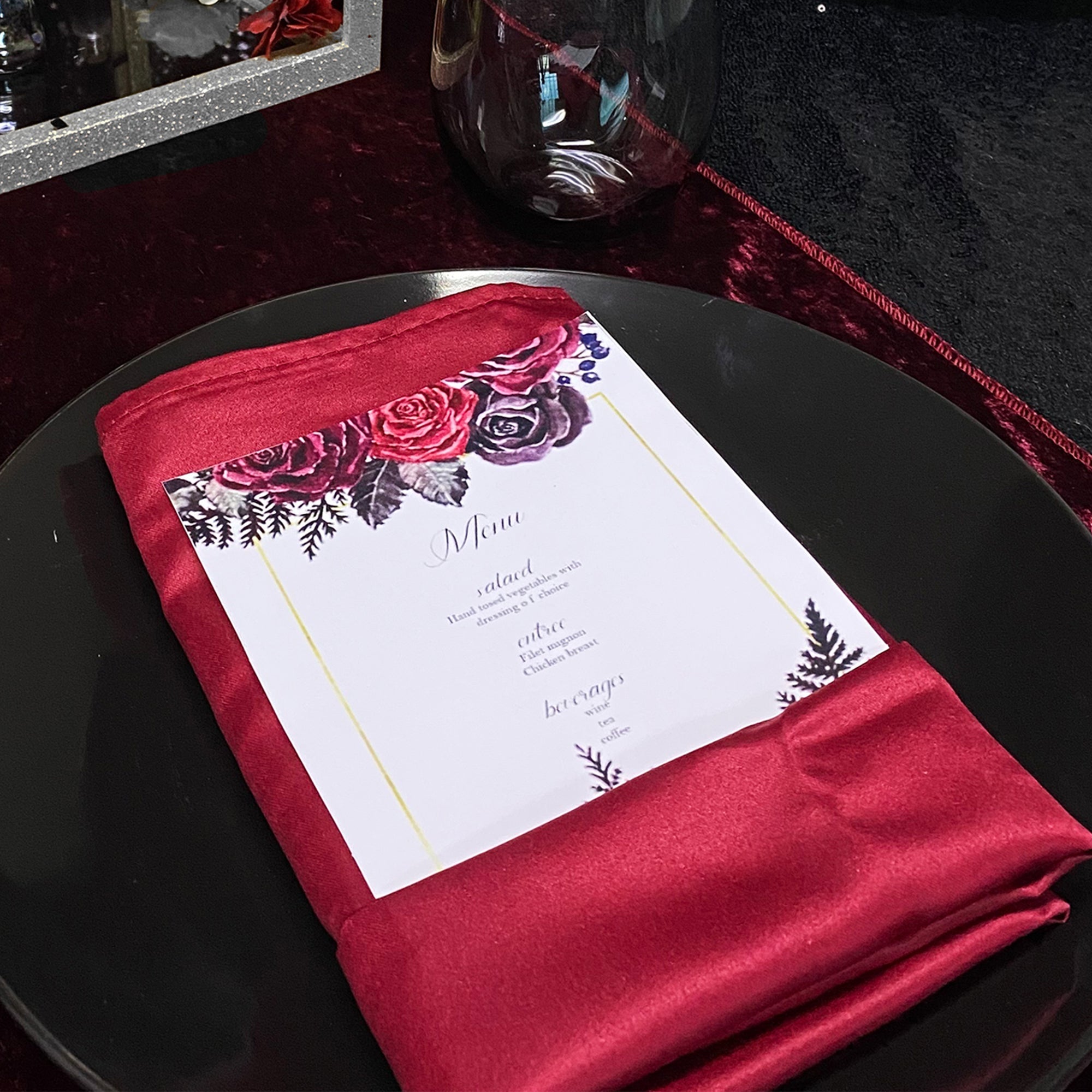 20 inch L'amour Satin Napkins Dark Red (Pack of 10)