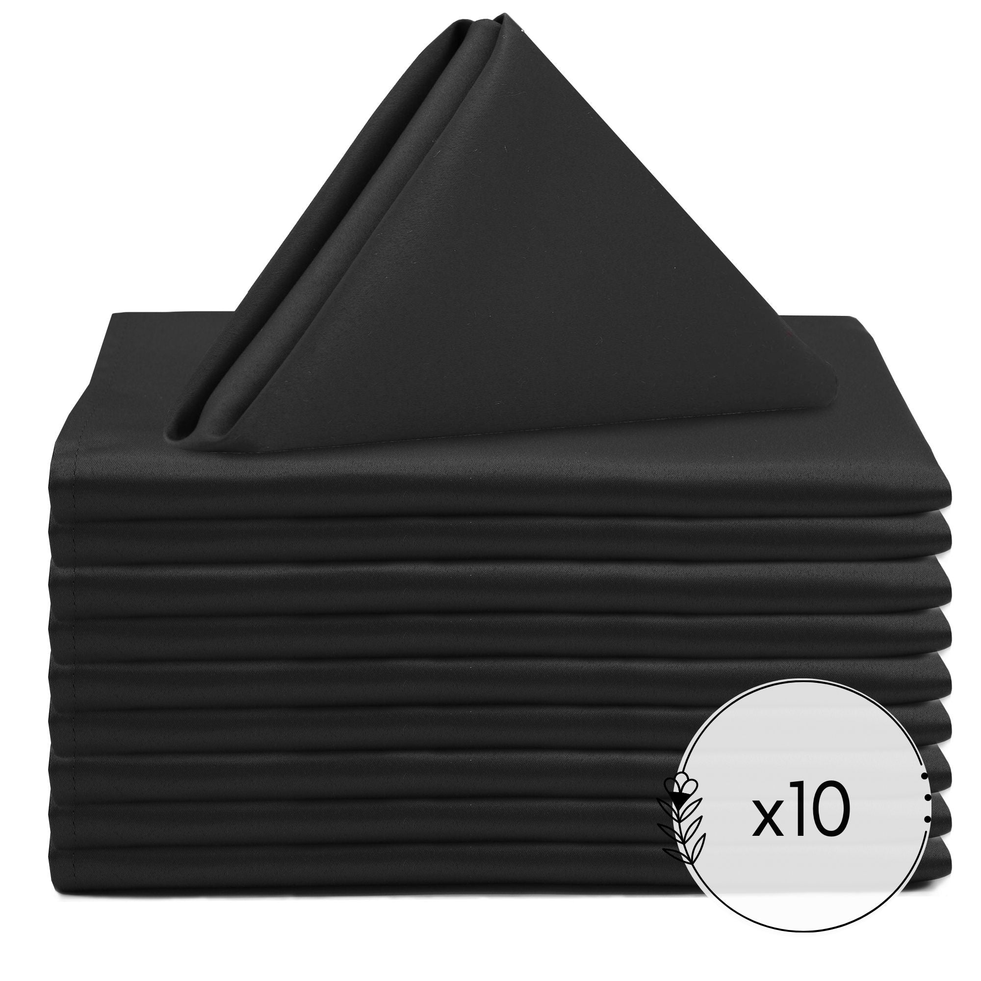 20 inch L'amour Satin Napkins Black (Pack of 10)