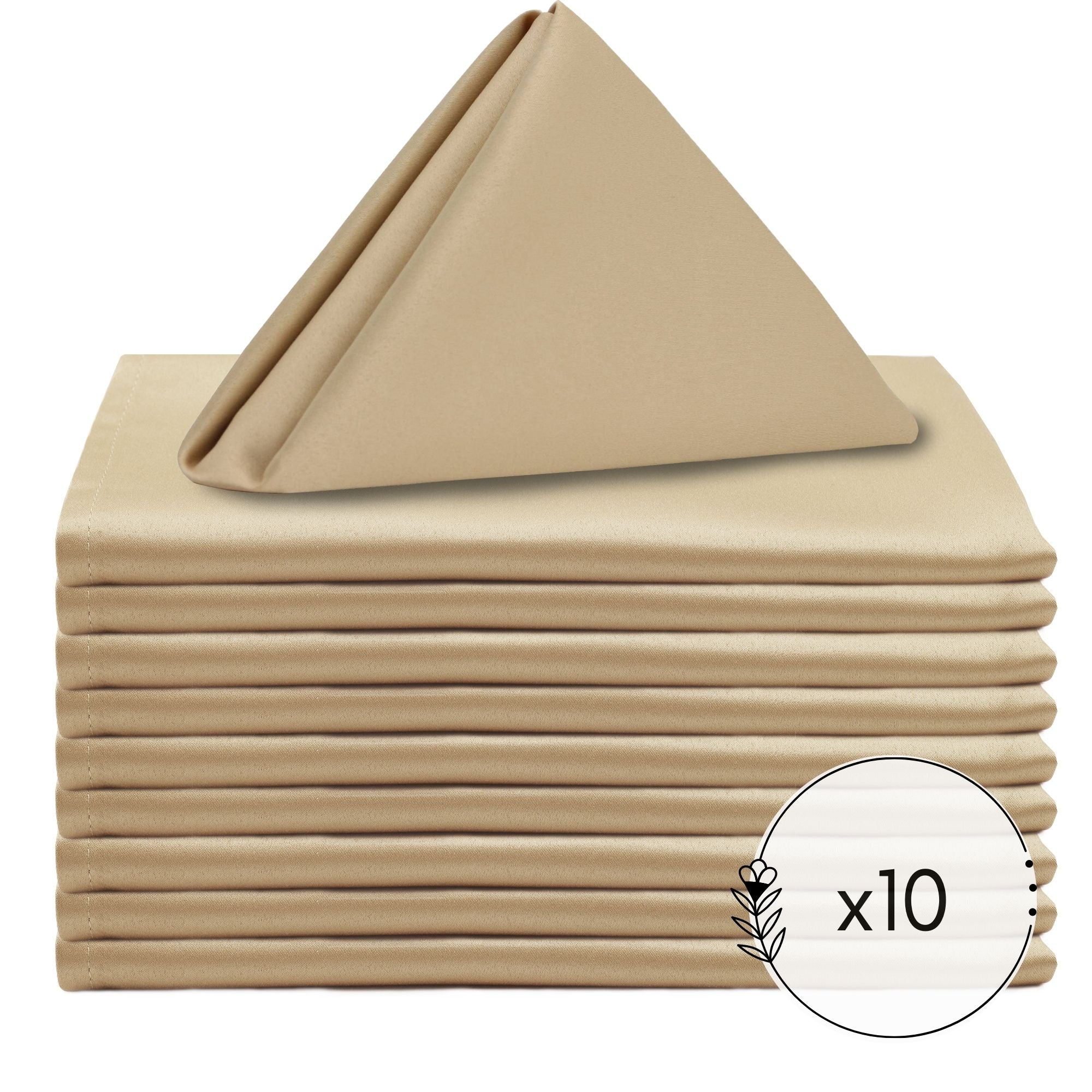 20 inch L'amour Satin Napkins Champagne (Pack of 10)