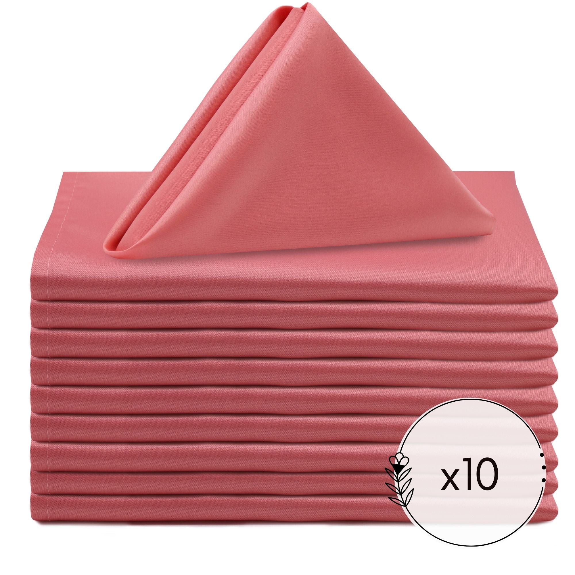 20 inch L'amour Satin Napkins Coral (Pack of 10)