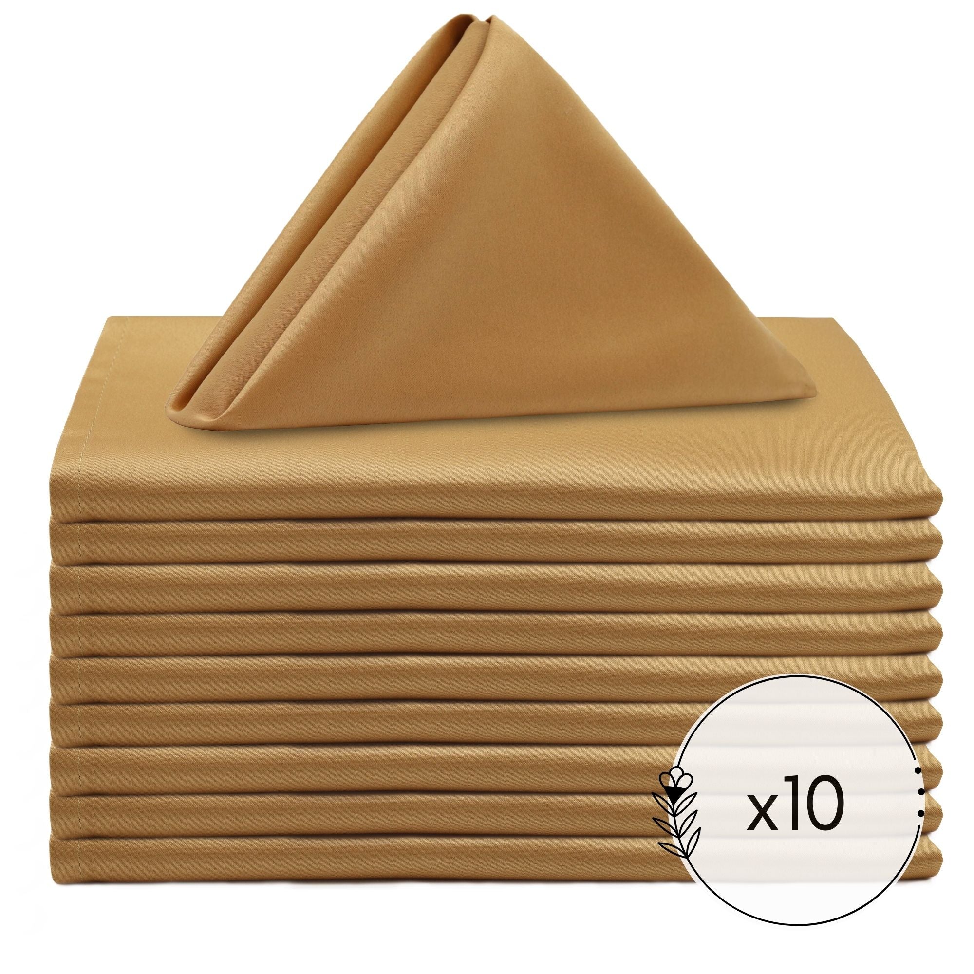 20 inch L'amour Satin Napkins Gold (Pack of 10)