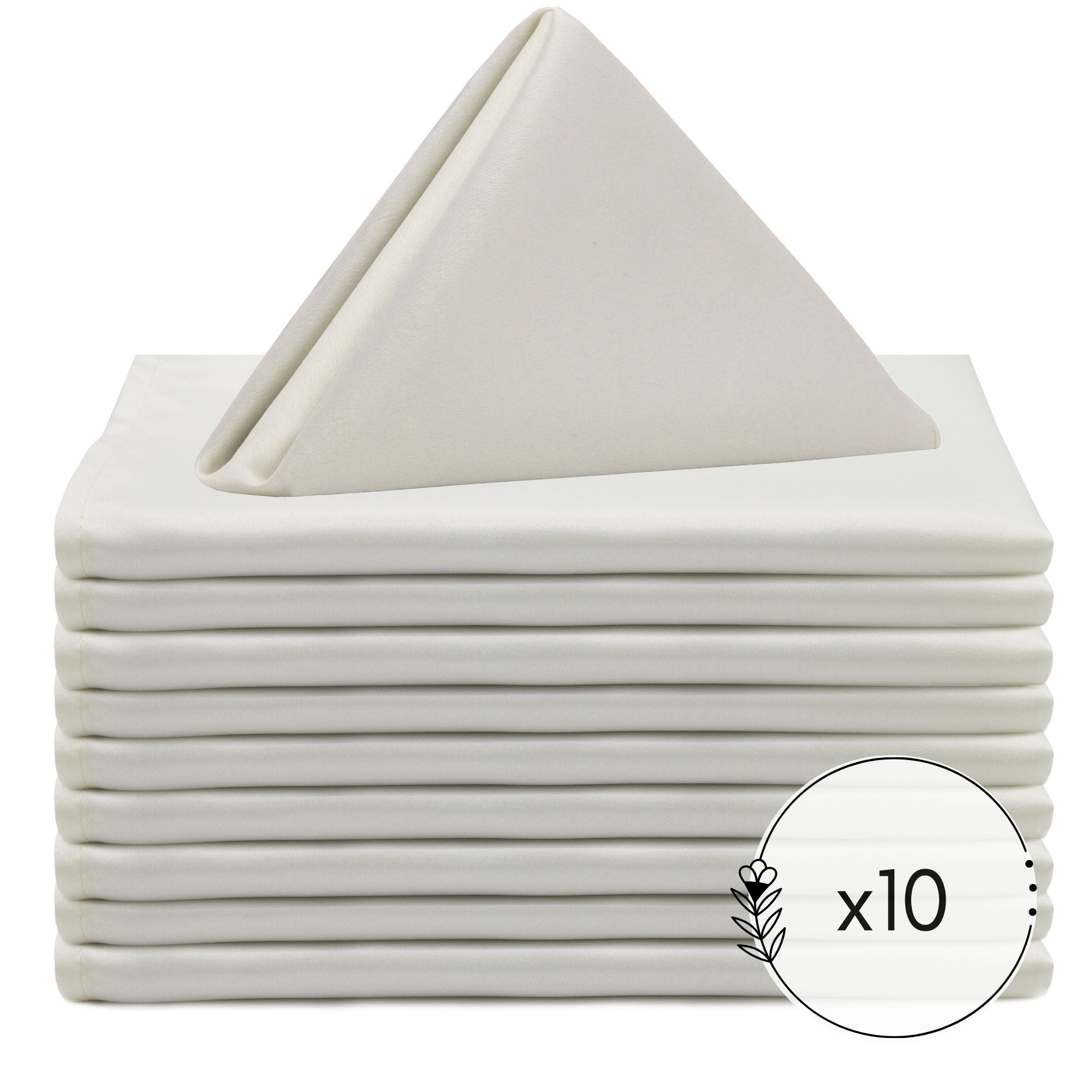 20 inch L'amour Satin Napkins Ivory (Pack of 10)