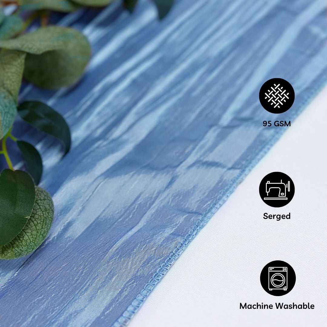 14 x 108 Inch Crinkle Taffeta Table Runner Light Blue