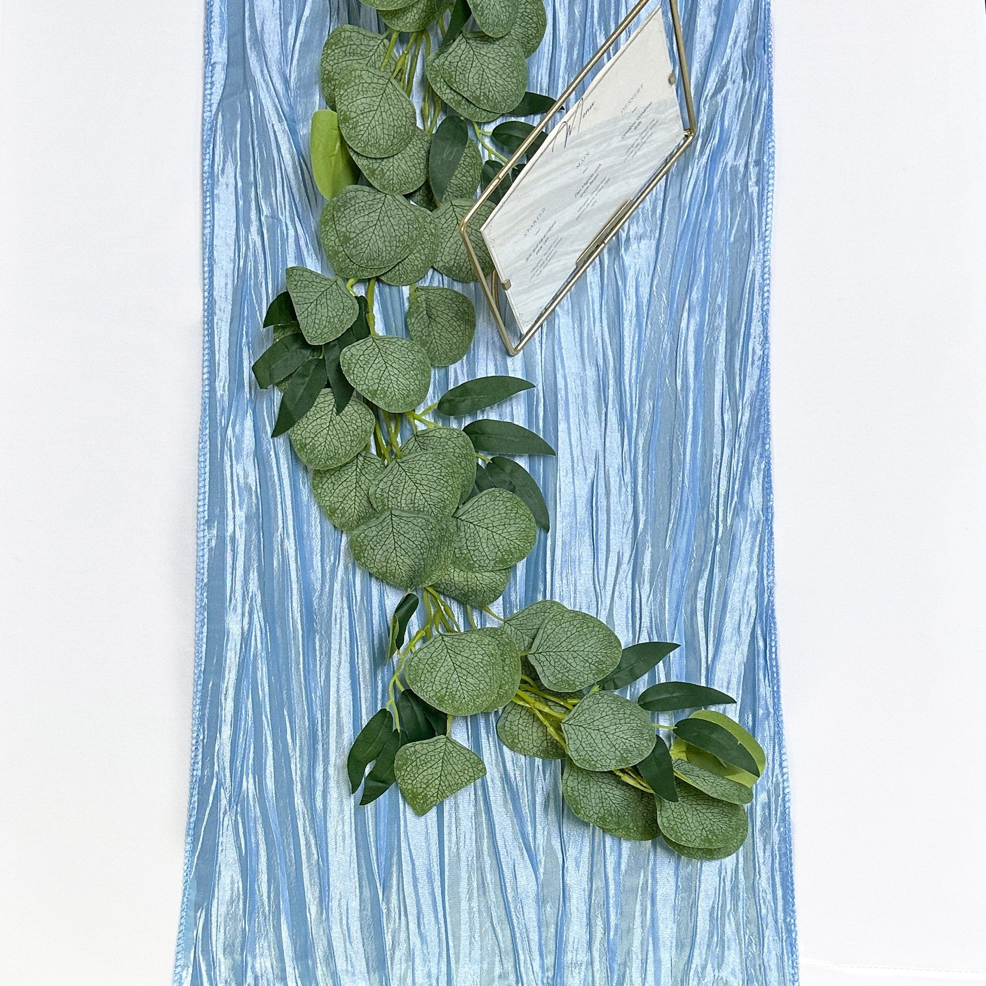 14 x 108 Inch Crinkle Taffeta Table Runner Light Blue