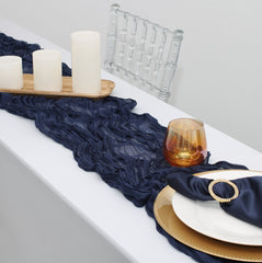 35 in X 10 ft Gauze Cheesecloth Table Runner Navy Blue