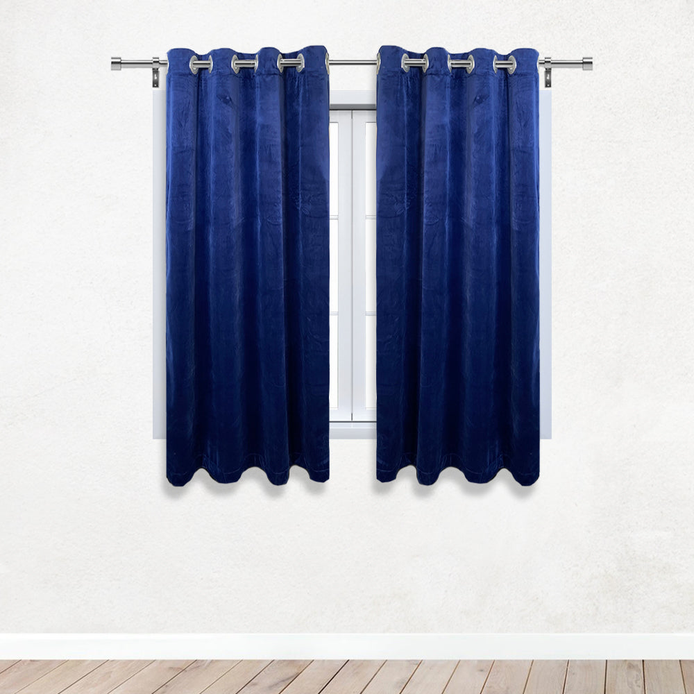 52 X 63 Inch Velvet Curtains with Grommets Navy Blue - 2 Panels
