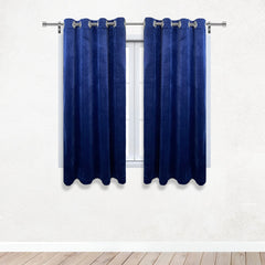 52 X 63 Inch Velvet Curtains with Grommets Navy Blue - 2 Panels