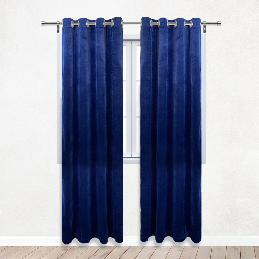 52 X 96 Inch Velvet Curtains with Grommets Navy Blue - 2 Panels