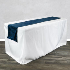 14 x 108 Inch Crushed Velvet Table Runner Navy Blue