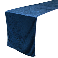14 x 108 Inch Crushed Velvet Table Runner Navy Blue