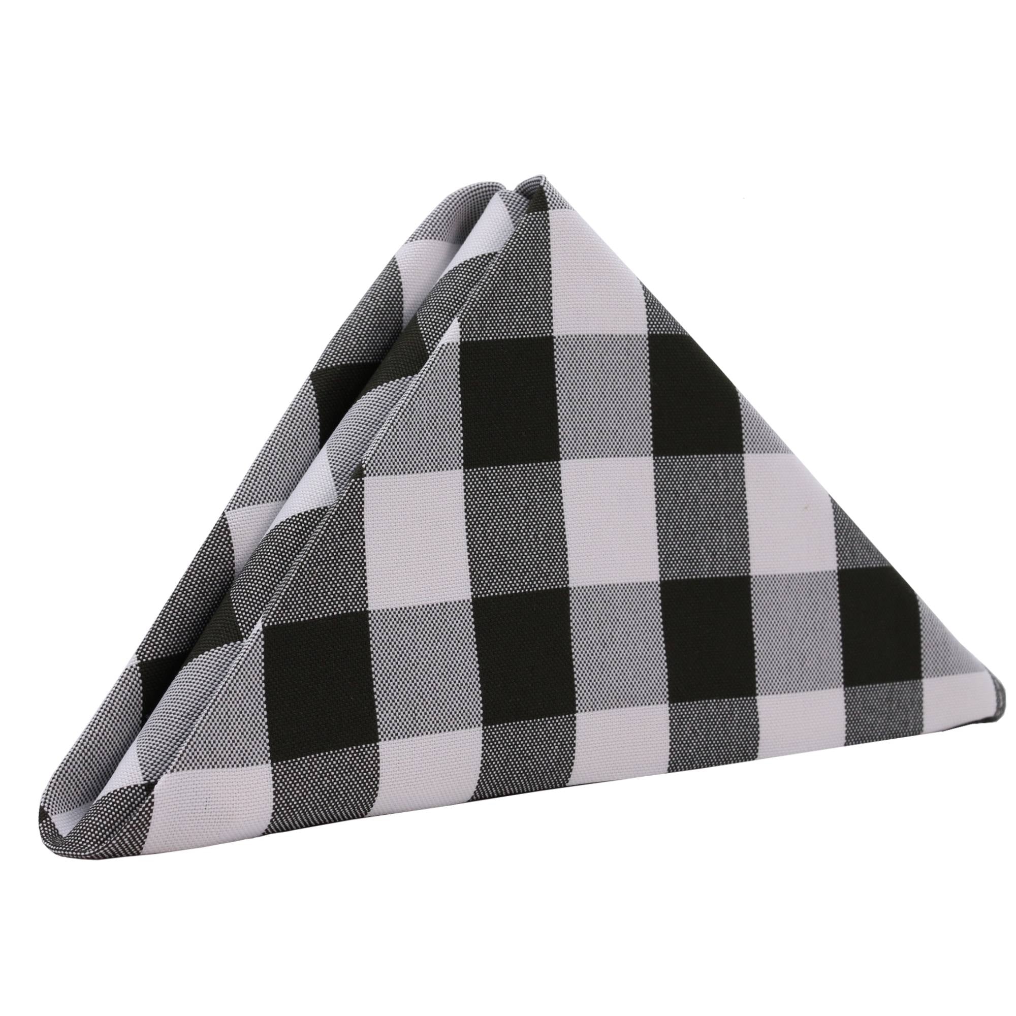 20 inch Polyester Cloth Napkins Checkered Black (Pack of 10)