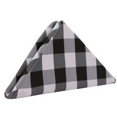 20 inch Polyester Cloth Napkins Checkered Black (Pack of 10)