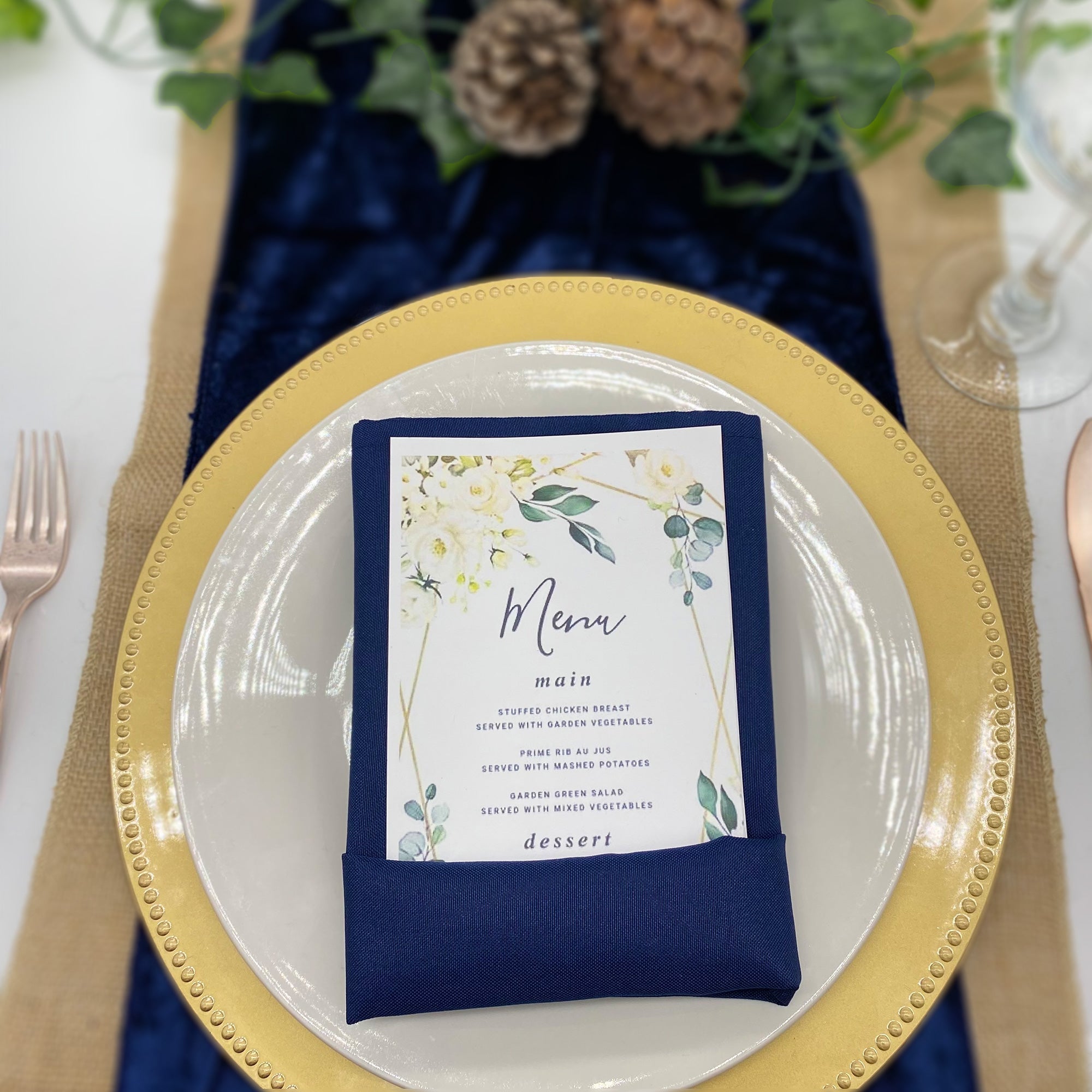 20 inch Polyester Cloth Napkins Navy Blue (Pack of 10)