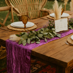 14 x 108 inch Crinkle Taffeta Table Runner Purple