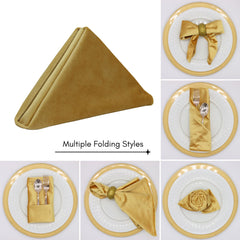 10 Pack 20 Inch Velvet Cloth Napkins Gold