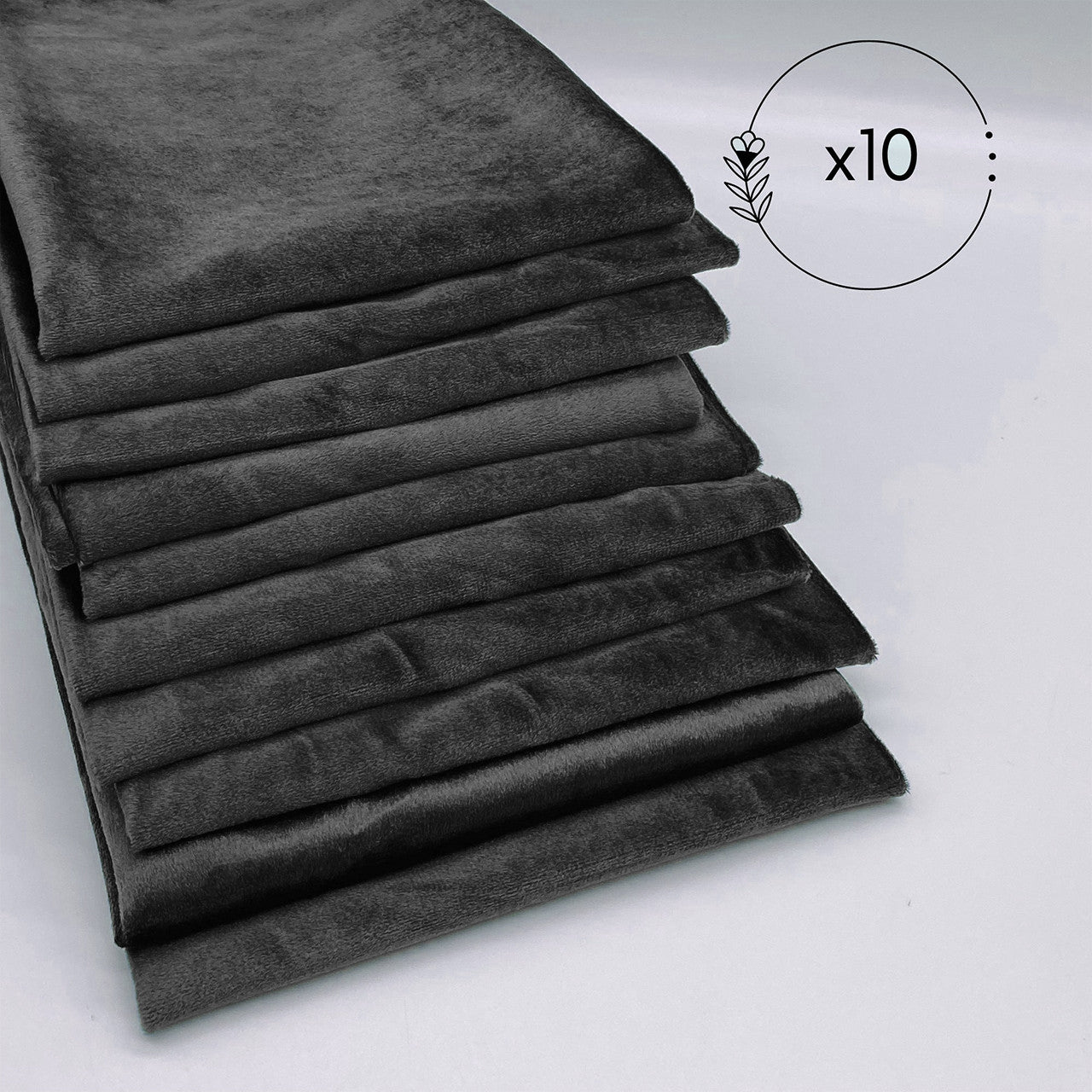 10 Pack 20 Inch Velvet Cloth Napkins Black