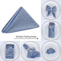 10 Pack 20 Inch Velvet Cloth Napkins Dusty Blue