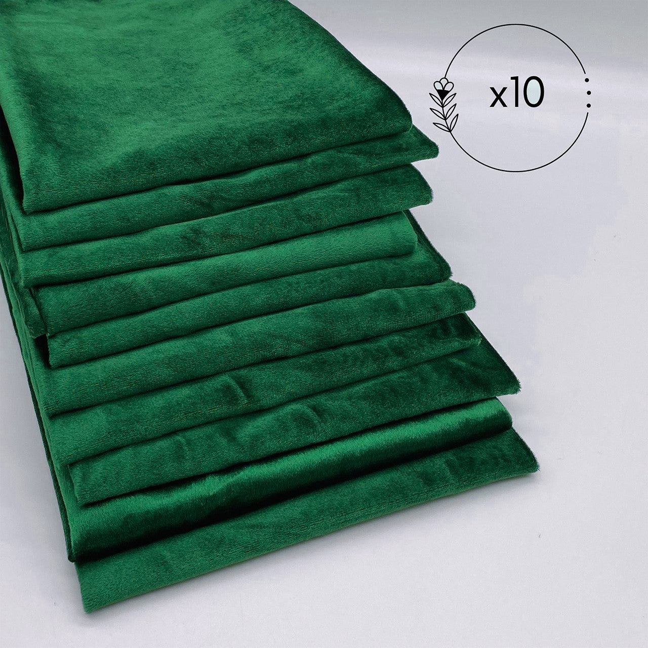 10 Pack 20 Inch Velvet Cloth Napkins Emerald Green