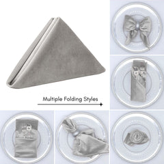 10 Pack 20 Inch Velvet Cloth Napkins Gray