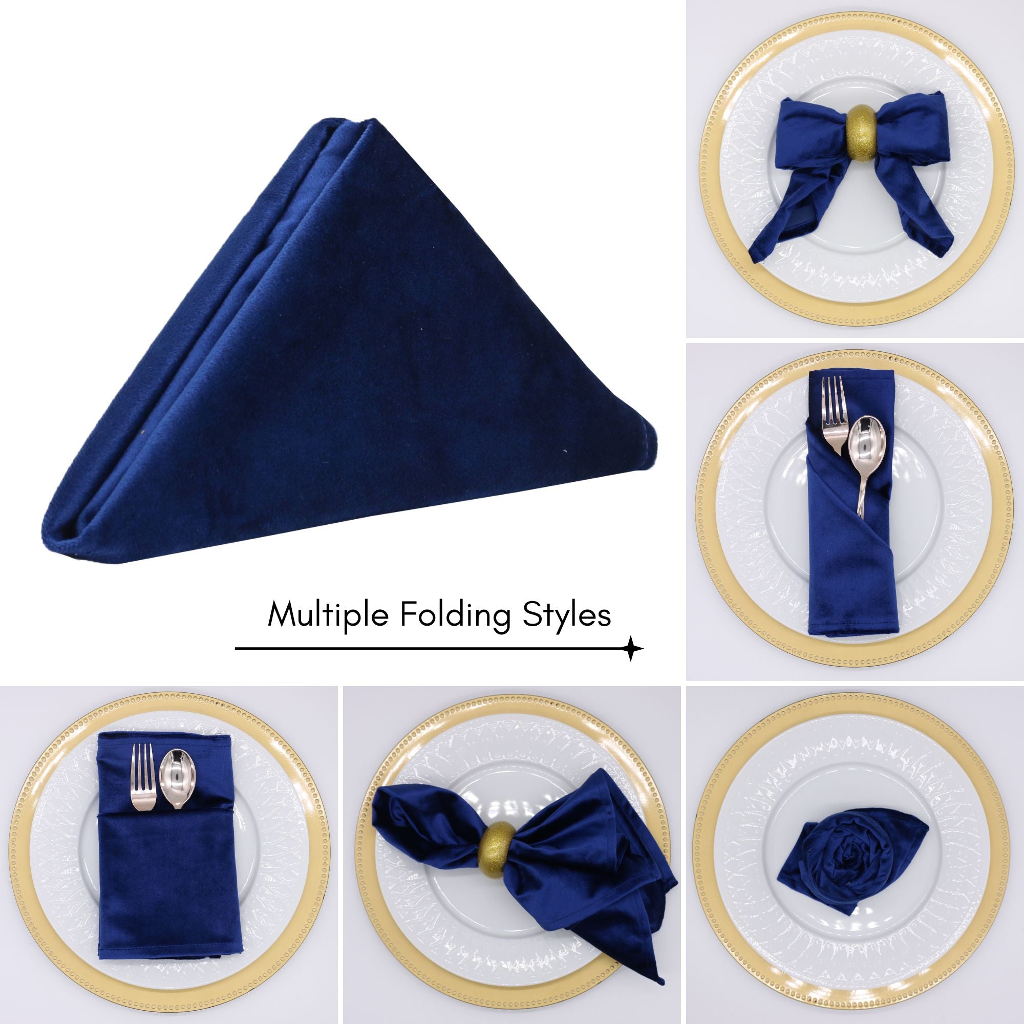 10 Pack 20 Inch Velvet Cloth Napkins Navy Blue