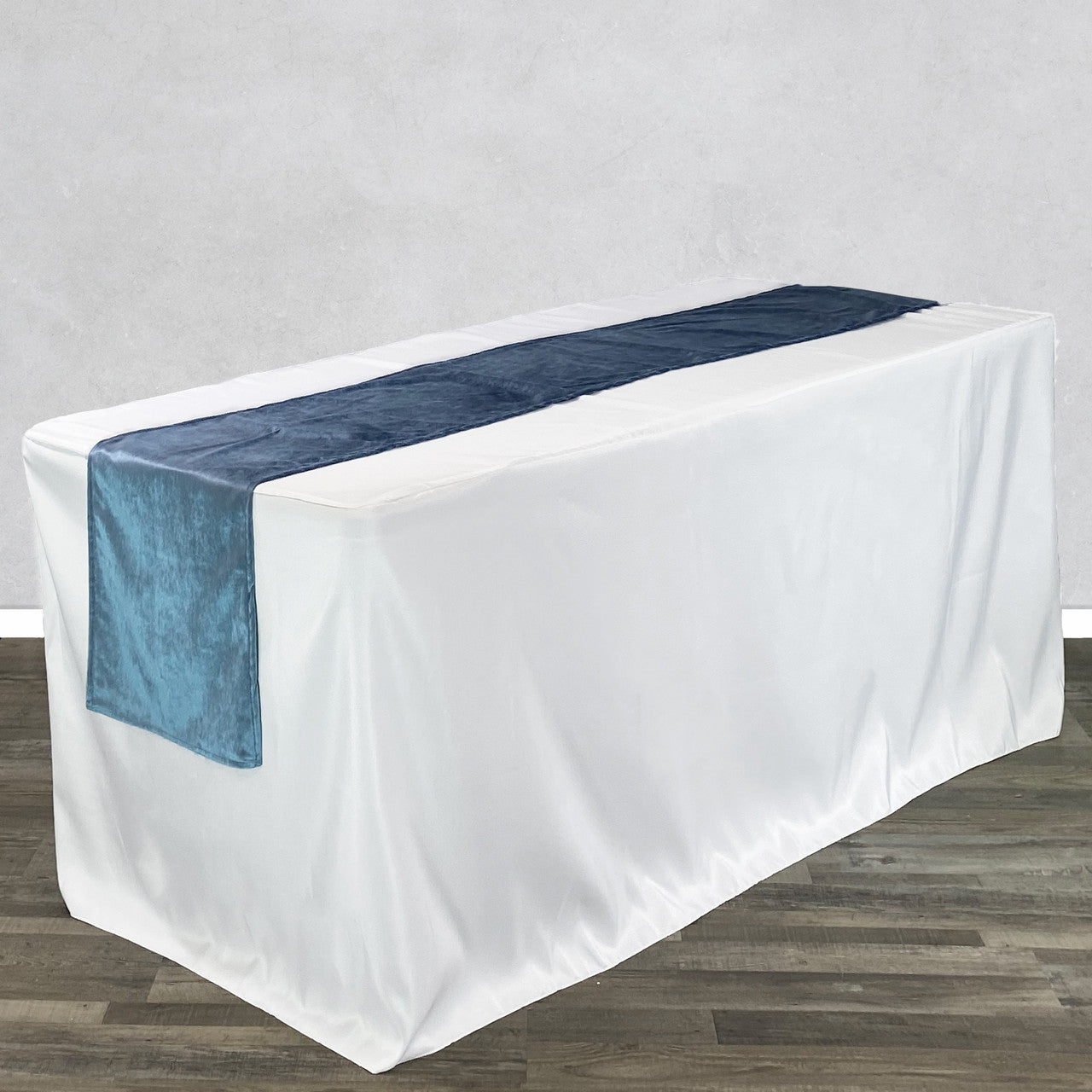 14 x 108 Inch Velvet Table Runner Dusty Blue