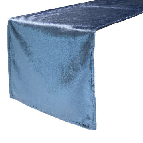 14 x 108 Inch Velvet Table Runner Dusty Blue