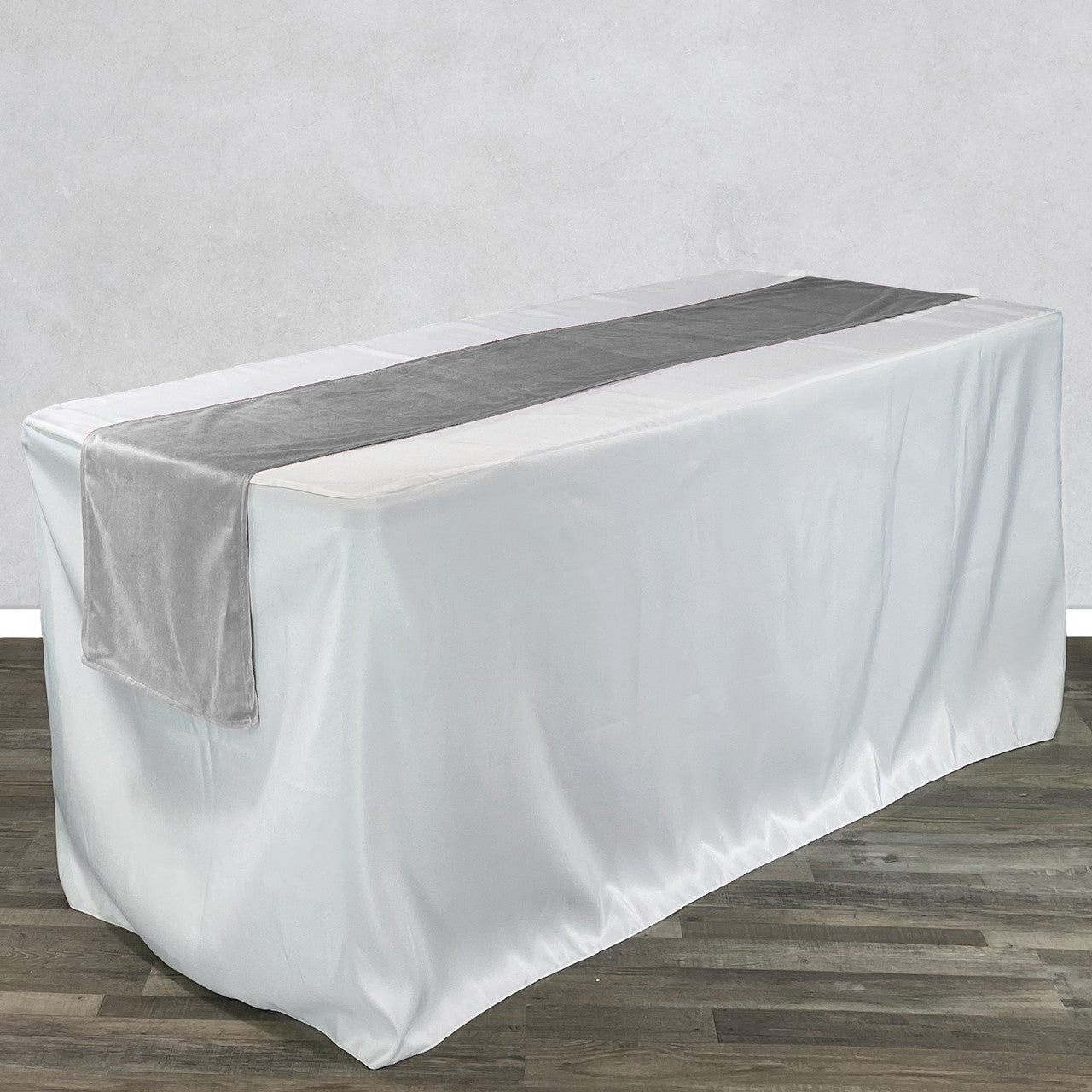 14 x 108 Inch Velvet Table Runner Gray
