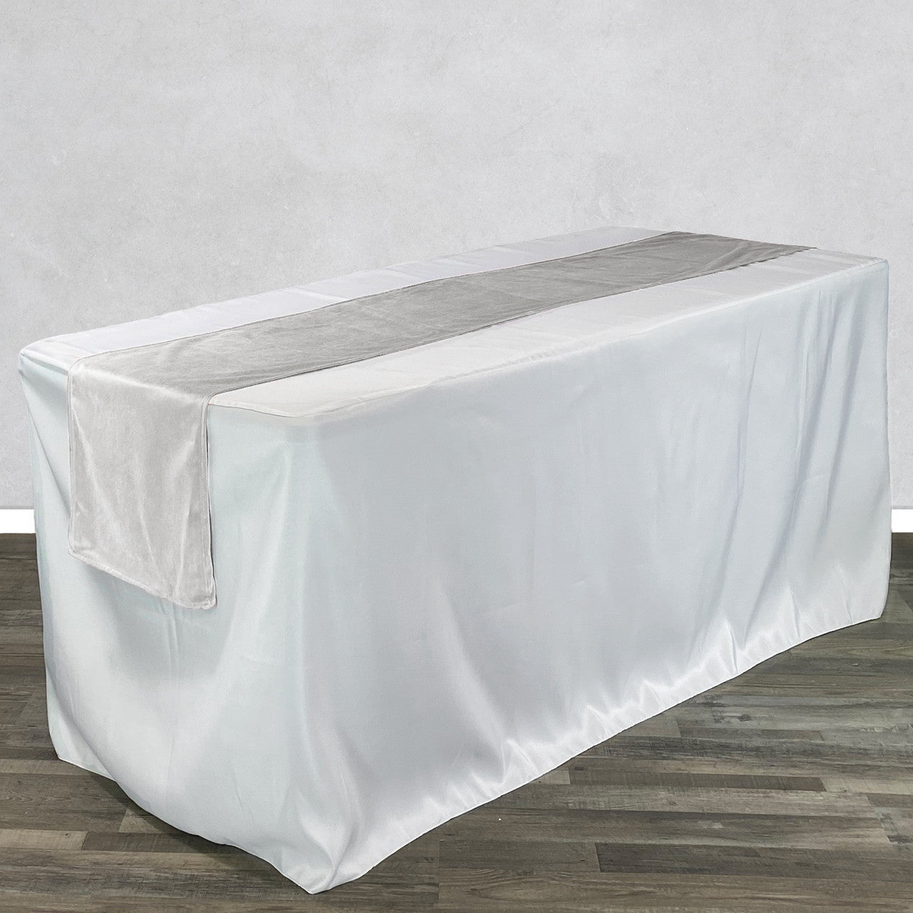 14 x 108 Inch Velvet Table Runner White
