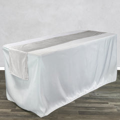 14 x 108 Inch Velvet Table Runner White