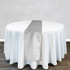 14 x 108 Inch Velvet Table Runner White
