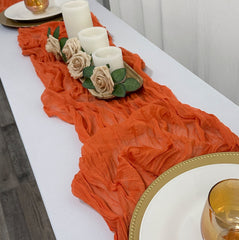 35 in X 10 ft Gauze Cheesecloth Table Runner Burnt Orange