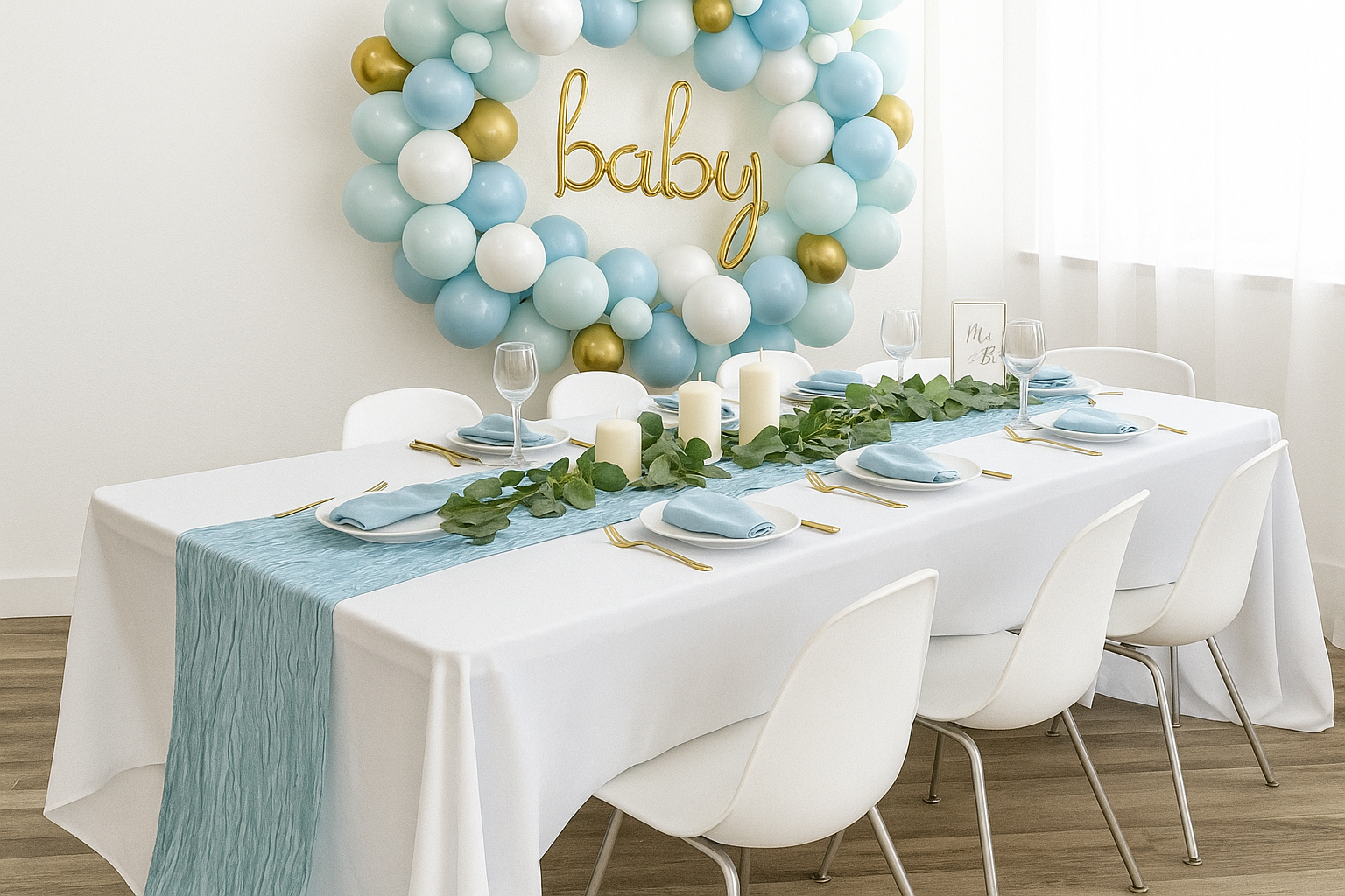 14 x 108 Inch Crinkle Taffeta Table Runner Dusty Blue