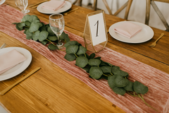 14 x 108 Inch Crinkle Taffeta Table Runner Dusty Rose