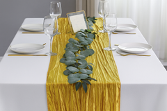 14 x 108 inch Crinkle Taffeta Table Runner Gold