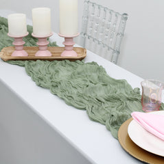 35 in X 10 ft Gauze Cheesecloth Table Runner Sage