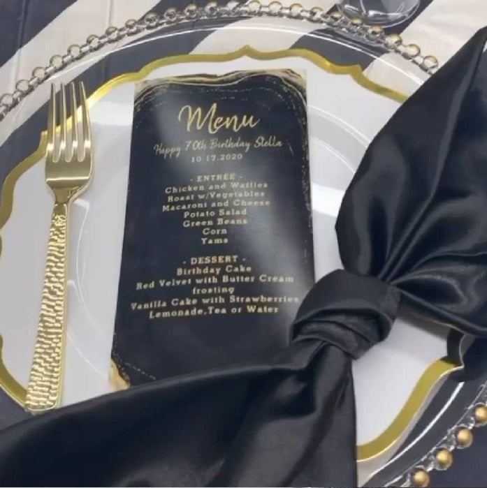 20 inch Satin Cloth Napkins Black (Pack of 10)
