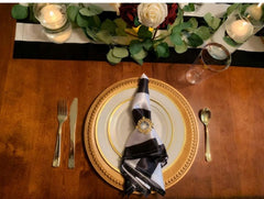 20 inch Satin Cloth Napkins Black/White Striped (Pack of 10)