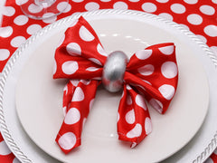 20 inch Satin Cloth Napkins Red and White Polka Dots (Pack of 10)