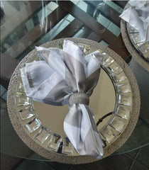 20 inch Satin Cloth Napkins Dark Silver and Gray and White Striped (Pack of 10)