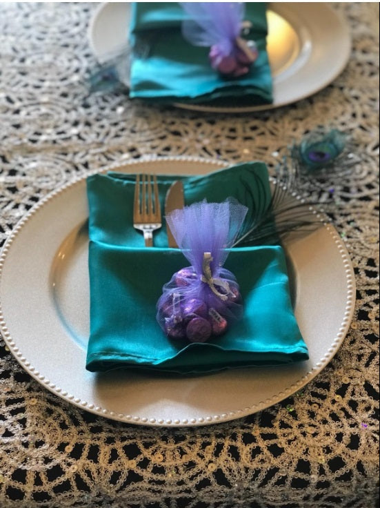 20 inch Satin Cloth Napkins Teal (Pack of 10)