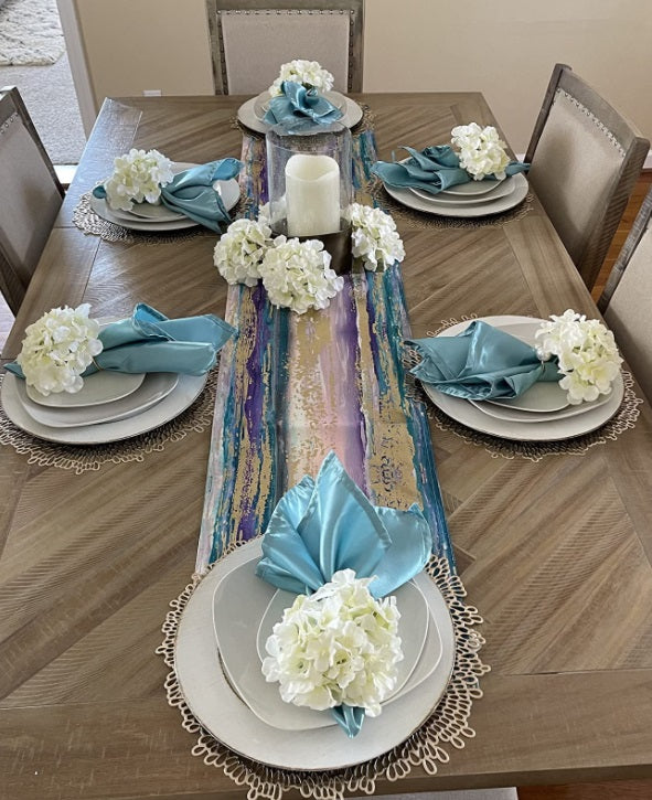20 inch Satin Cloth Napkins Turquoise (Pack of 10)