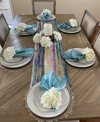 20 inch Satin Cloth Napkins Turquoise (Pack of 10)