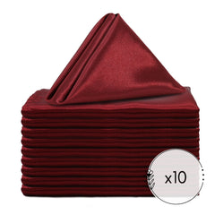 20 inch Satin Cloth Napkins Burgundy (Pack of 10)