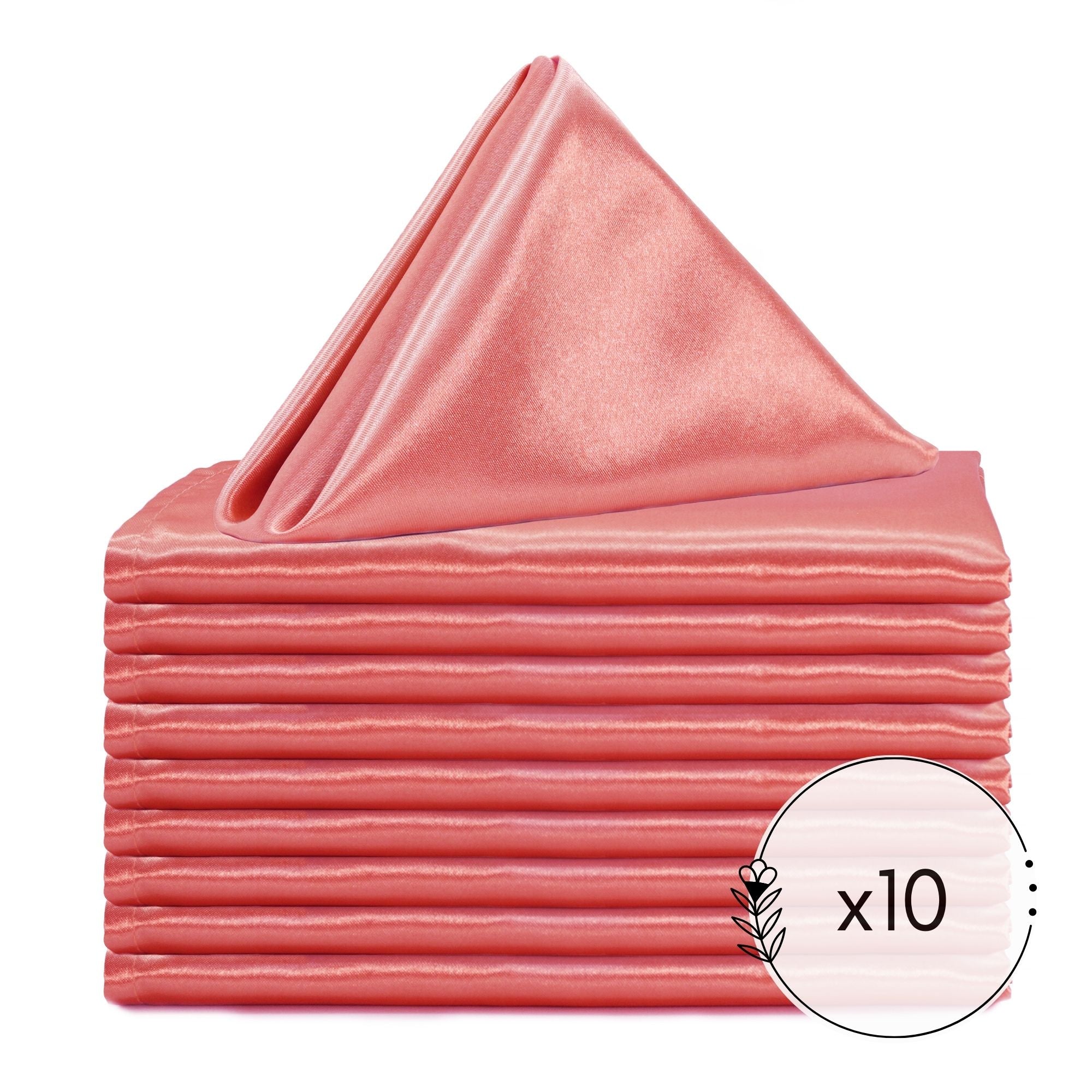 20 inch Satin Cloth Napkins Coral (Pack of 10)
