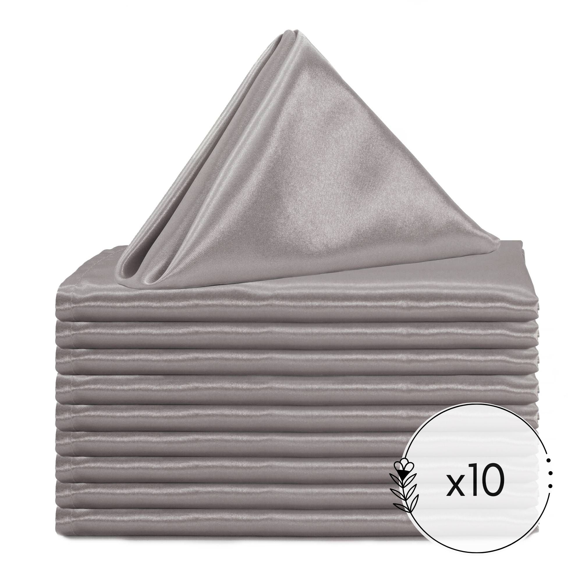 20 inch Satin Cloth Napkins Platinum (Pack of 10)