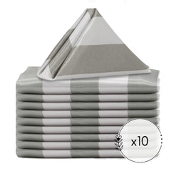 20 inch Satin Cloth Napkins Dark Silver and Gray and White Striped (Pack of 10)