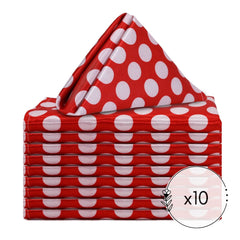 20 inch Satin Cloth Napkins Red and White Polka Dots (Pack of 10)