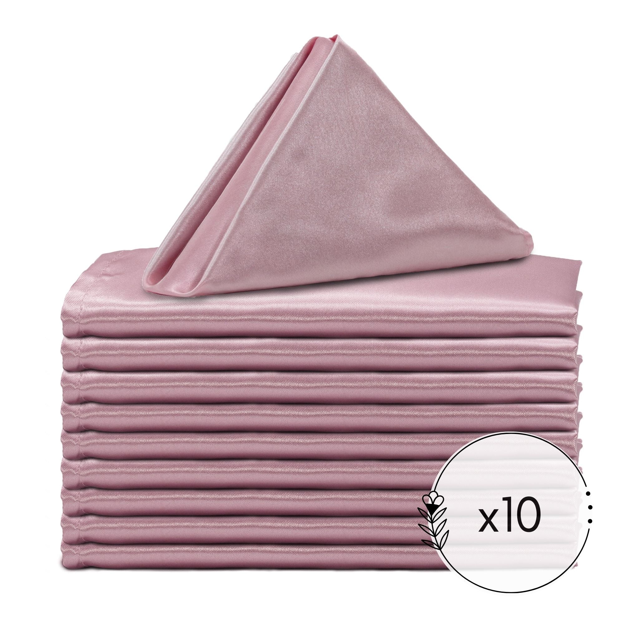 20 Inch Satin Cloth Napkins Dusty Rose (Pack of 10)