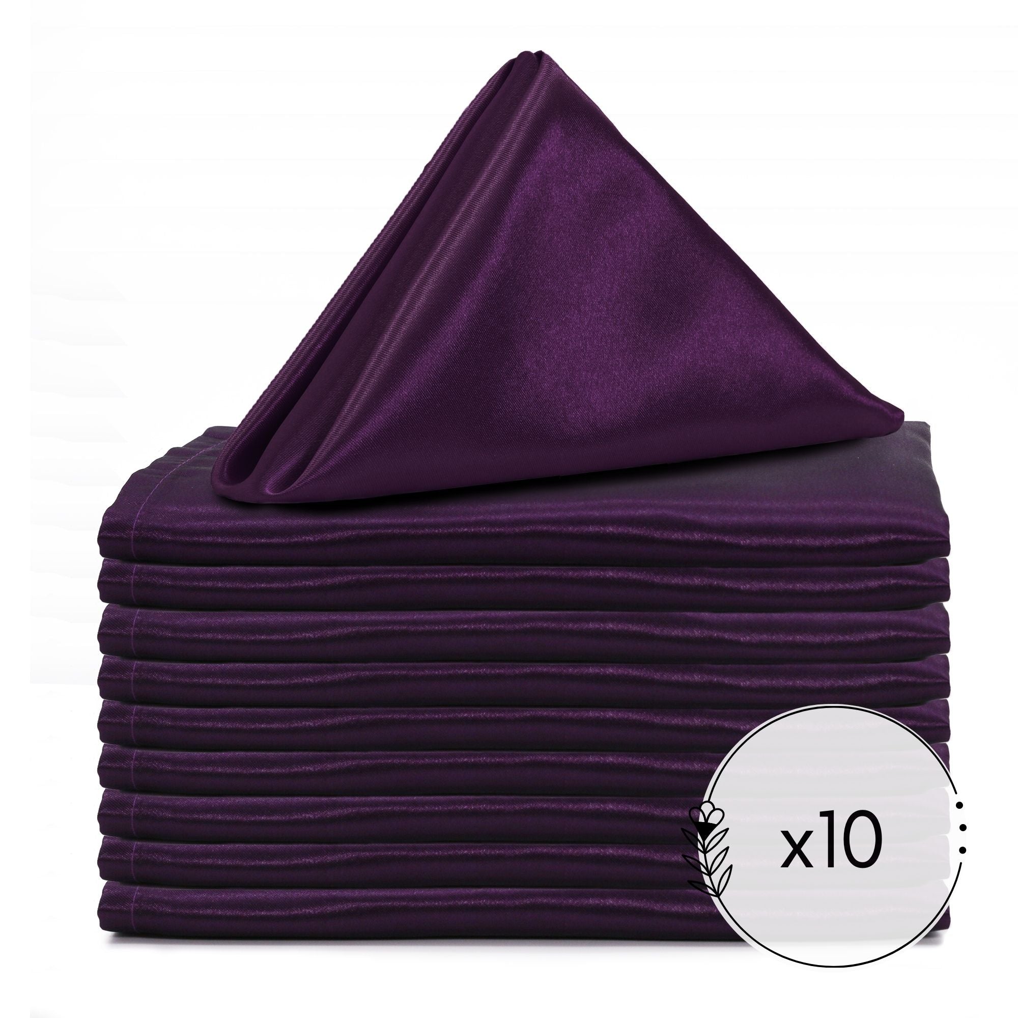 20 inch Satin Cloth Napkins Eggplant (Pack of 10)